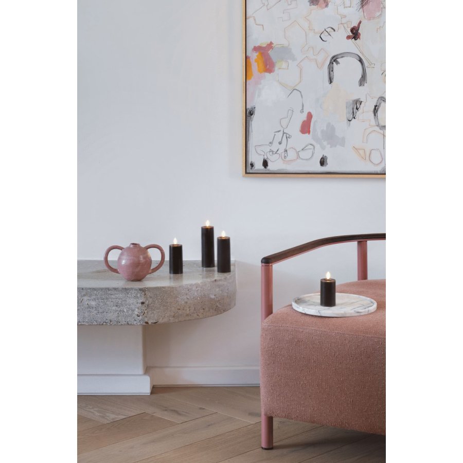 Moods & More Stumpenkerze mit Schmelzeffekt LED 4,9xH7,5 cm, Charcoal