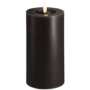 Moods & More Bloklys m. Smelteeffekt LED 7,4xH15 cm, Charcoal