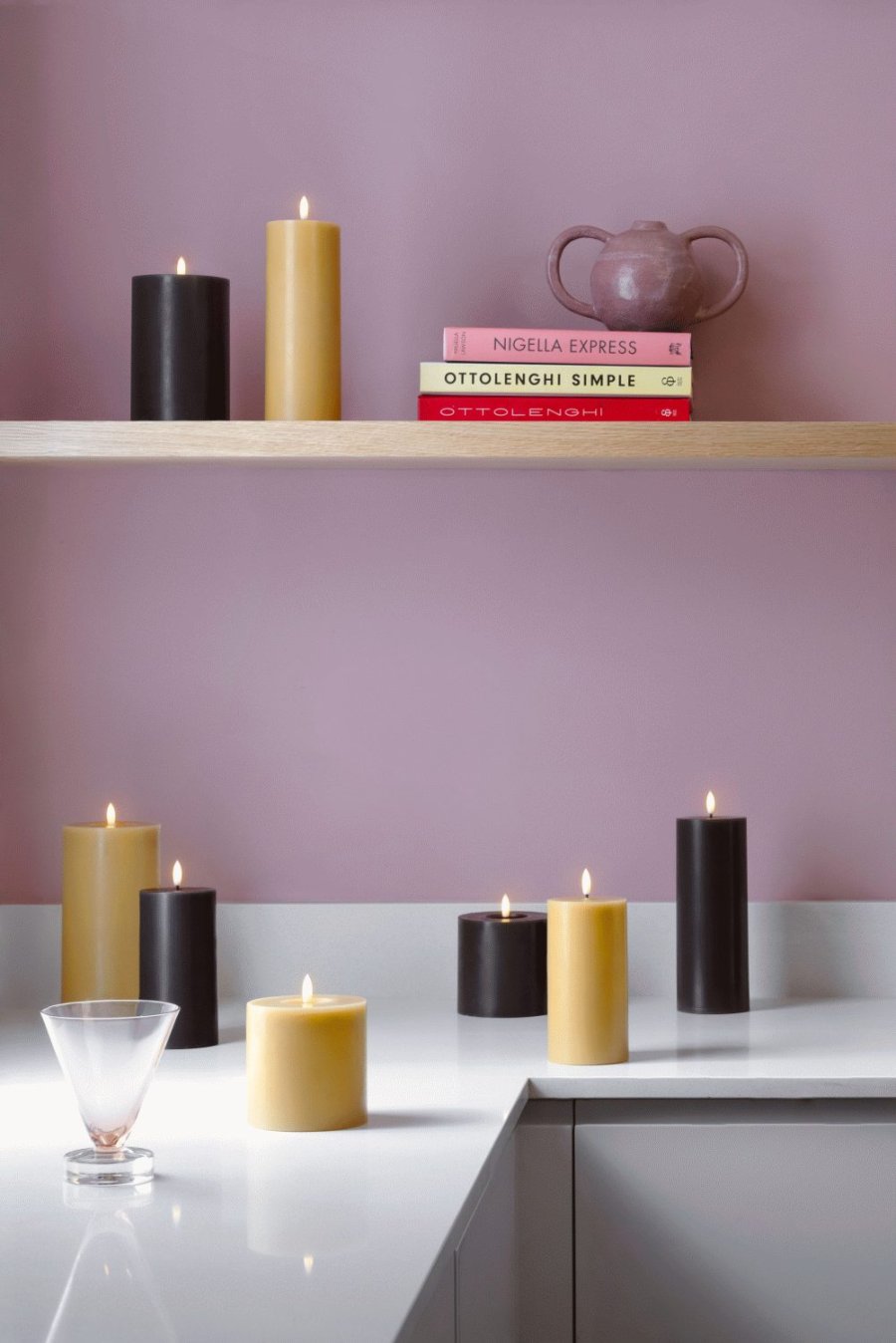 Moods & More Stumpenkerze mit Schmelzeffekt LED 9,9xH15 cm, Charcoal