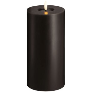 Moods & More Bloklys m. Smelteeffekt LED 9,9xH20 cm, Charcoal