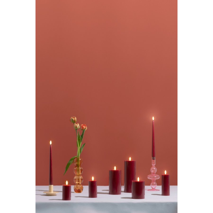 Moods & More Stumpenkerze mit Schmelzeffekt LED 7,4xH15 cm, Cranberry Red