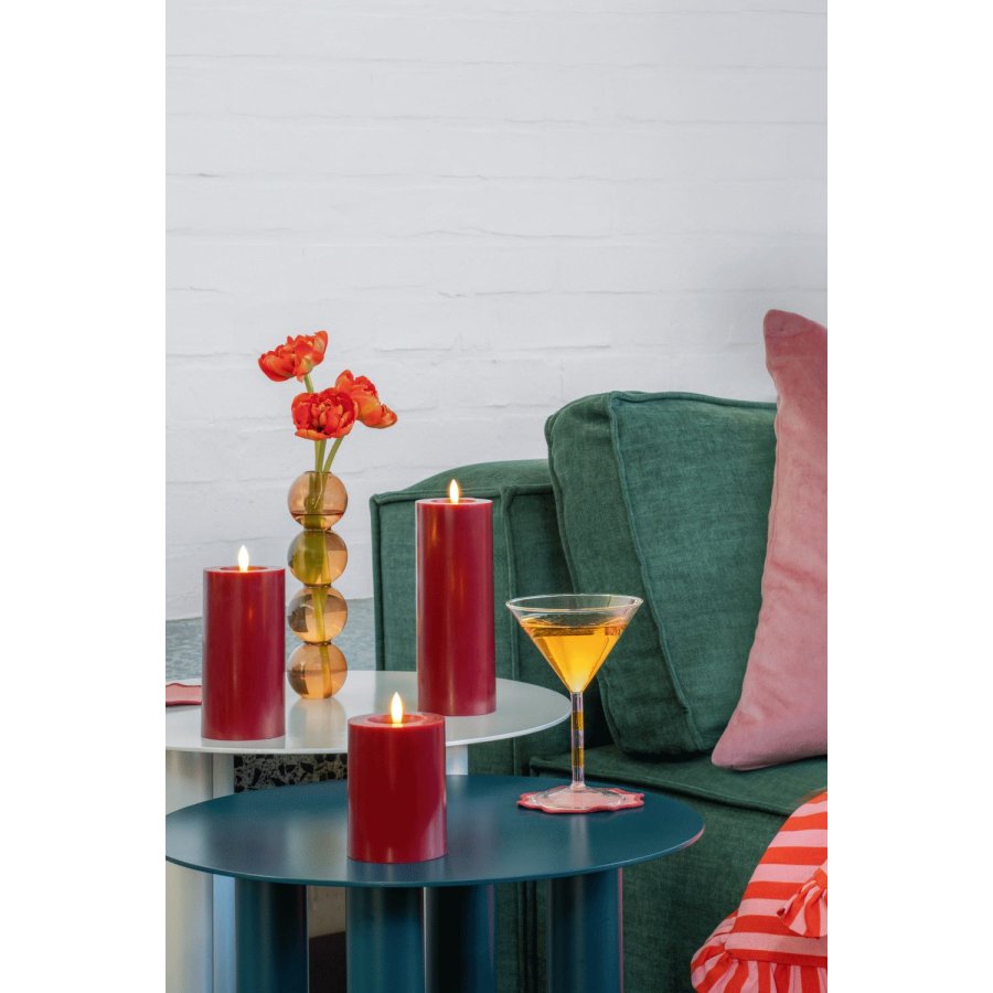 Moods & More Stumpenkerze mit Schmelzeffekt LED 7,4xH20 cm, Cranberry Red