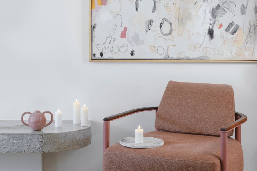 Moods & More Stumpenkerze mit Schmelzeffekt LED 4,9xH12,5 cm, Classic White