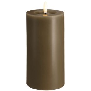 Moods & More Bloklys m. Smelteeffekt LED 7,4xH15 cm, Dark Sand