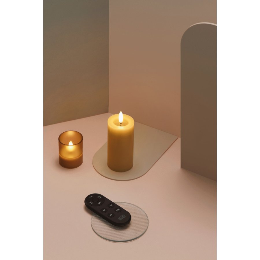 Moods & More Stumpenkerze mit Schmelzeffekt LED 4,9xH12,5 cm, Honey Mustard