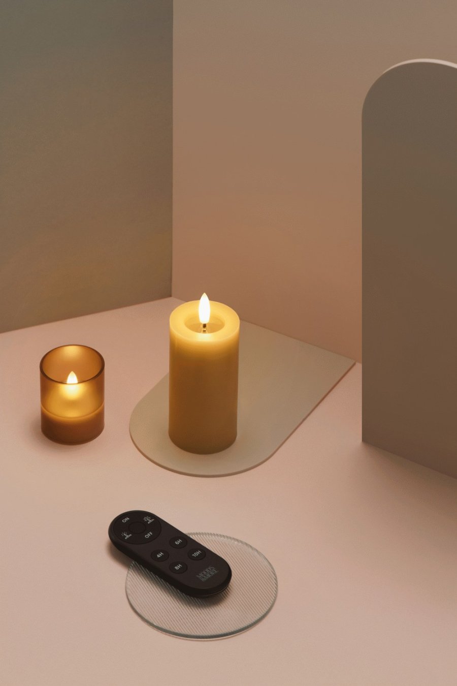 Moods & More Stumpenkerze mit Schmelzeffekt LED 4,9xH12,5 cm, Honey Mustard