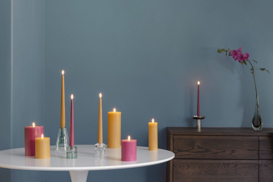 Moods & More Stumpenkerze mit Schmelzeffekt LED 7,4xH10 cm, Honey Mustard