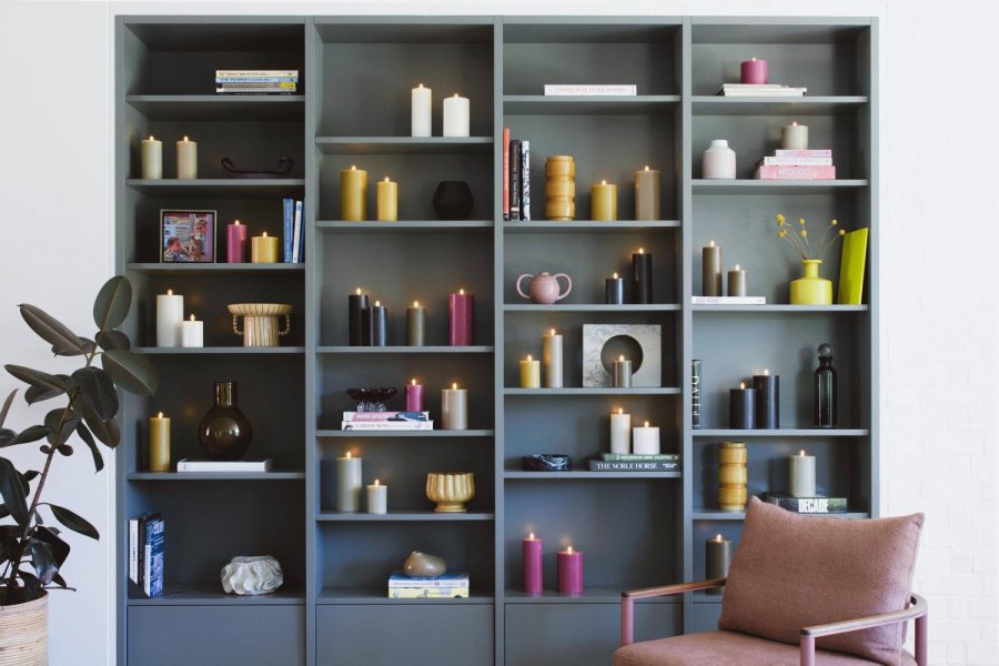 Moods & More Stumpenkerze mit Schmelzeffekt LED 9,9xH10 cm, Kit Grey