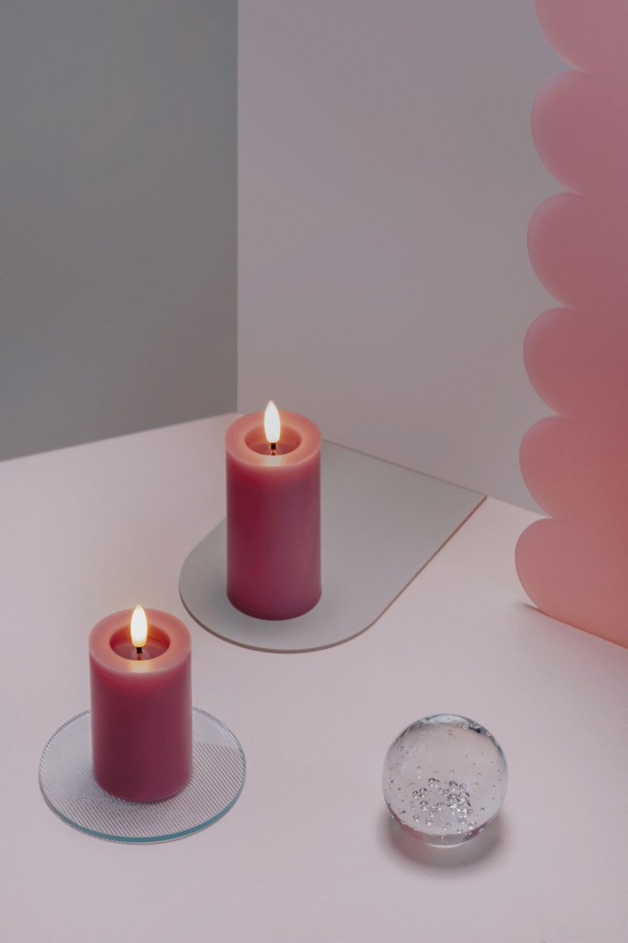 Moods & More Stumpenkerze mit Schmelzeffekt LED 4,9xH10 cm, Vintage Rose