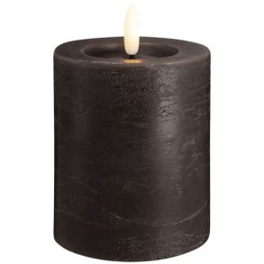 Moods & More Bloklys Rustik m. Smelteeffekt LED 7,4xH10 cm, Charcoal