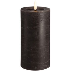 Moods & More Bloklys Rustik m. Smelteeffekt LED 7,4xH15 cm, Charcoal