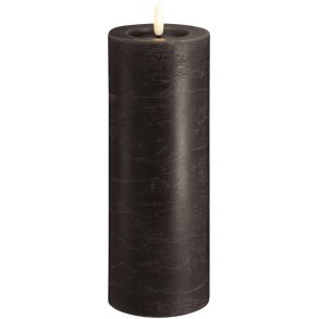 Moods & More Bloklys Rustik m. Smelteeffekt LED 7,4xH20 cm, Charcoal