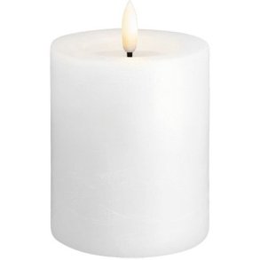 Moods & More Bloklys Rustik m. Smelteeffekt LED 7,4xH10 cm, Classic White