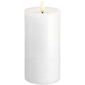 Moods & More Bloklys Rustik m. Smelteeffekt LED 7,4xH15 cm, Classic White