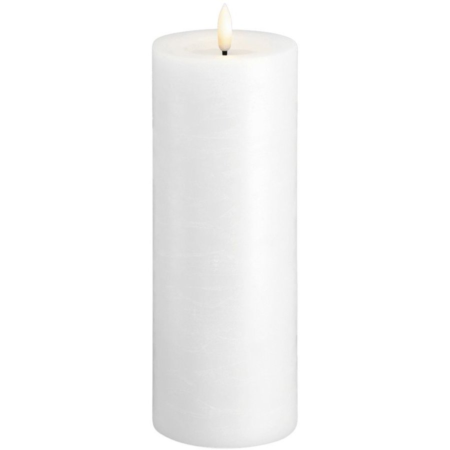 Moods & More Rustikale Stumpenkerze mit Schmelzeffekt LED 7,4xH20 cm, Classic White