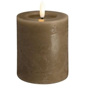 Moods & More Bloklys Rustik m. Smelteeffekt LED 7,4xH10 cm, Dark Sand