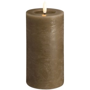 Moods & More Bloklys Rustik m. Smelteeffekt LED 7,4xH15 cm, Dark Sand