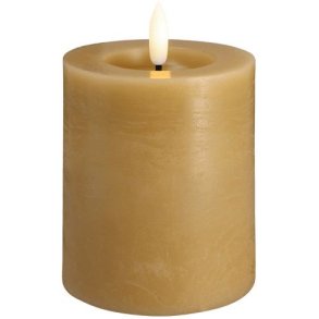 Moods & More Bloklys Rustik m. Smelteeffekt LED 7,4xH10 cm, Honey Mustard