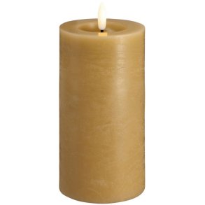 Moods & More Bloklys Rustik m. Smelteeffekt LED 7,4xH15 cm, Honey Mustard