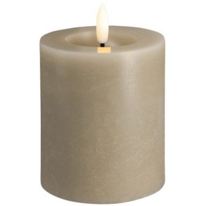 Moods & More Bloklys Rustik m. Smelteeffekt LED 7,4xH10 cm, Kit Grey