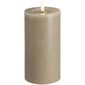 Moods & More Bloklys Rustik m. Smelteeffekt LED 7,4xH15 cm, Kit Grey