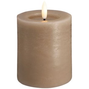 Moods & More Bloklys Rustik m. Smelteeffekt LED 7,4xH10 cm, Sand