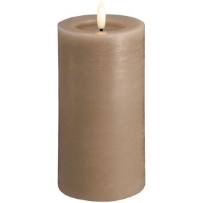 Moods & More Bloklys Rustik m. Smelteeffekt LED 7,4xH15 cm, Sand