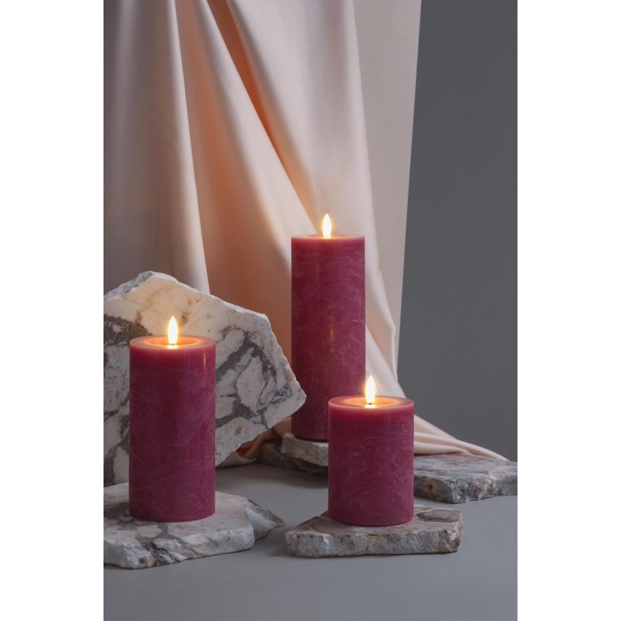 Moods & More Rustikale Stumpenkerze mit Schmelzeffekt LED 7,4xH10 cm, Vintage Rose