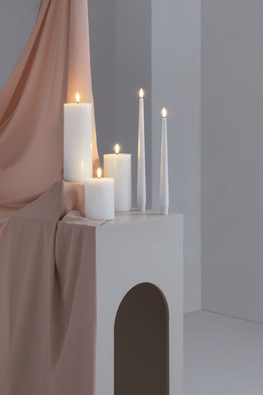 Moods & More Stabkerzen LED 2er Set 2,3xH30 cm, Classic White