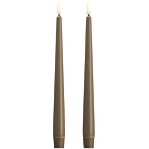 Moods & More Kronelys LED 2 stk. 2,3xH25 cm, Dark Sand