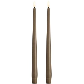 Moods & More Kronelys LED 2 stk. 2,3xH30 cm, Dark Sand