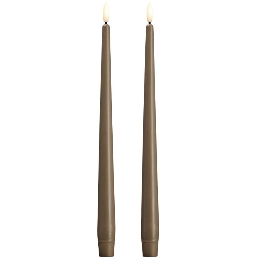 Moods & More Stabkerzen LED 2er Set 2,3xH30 cm, Dark Sand