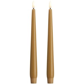 Moods & More Kronelys LED 2 stk. 2,3xH25 cm, Honey Mustard