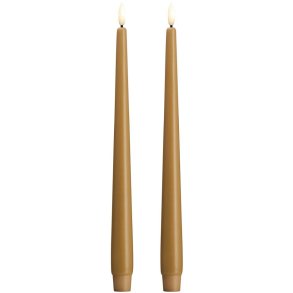 Moods & More Kronelys LED 2 stk. 2,3xH30 cm, Honey Mustard