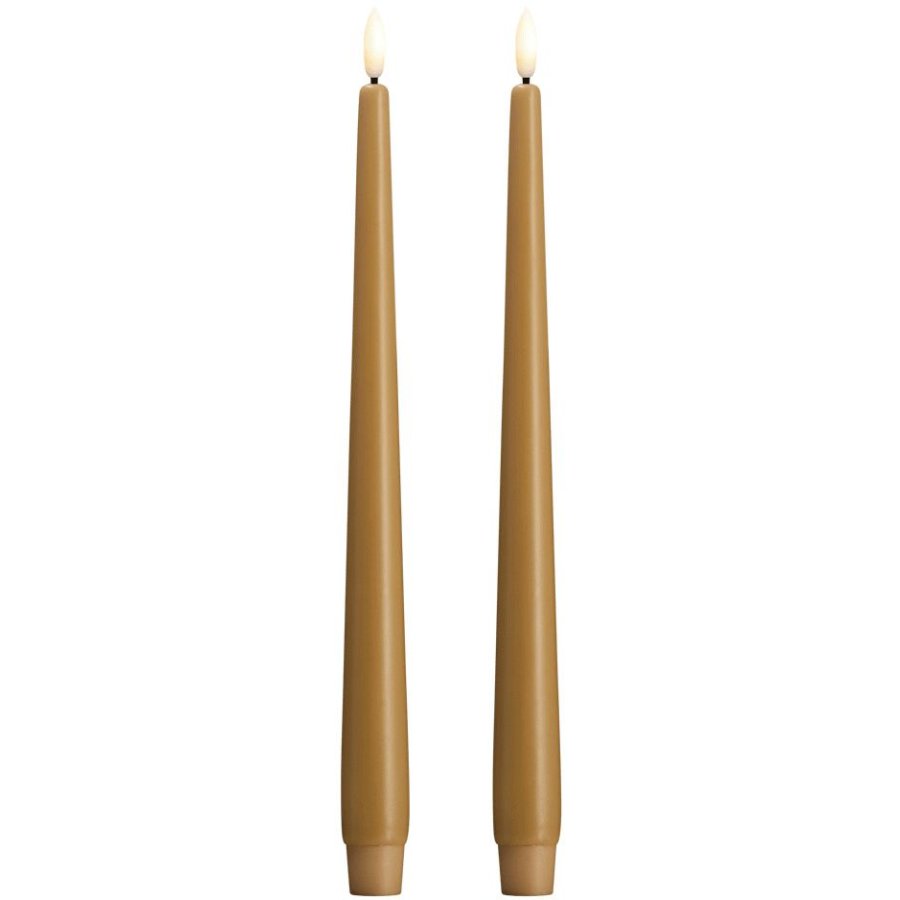 Moods & More Stabkerzen LED 2er Set 2,3xH30 cm, Honey Mustard