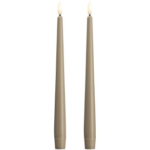 Moods & More Kronelys LED 2 stk. 2,3xH25 cm, Kit Grey