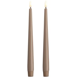 Moods & More Kronelys LED 2 stk. 2,3xH25 cm, Sand