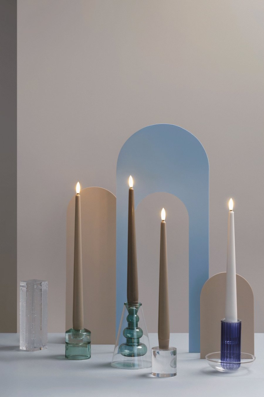 Moods & More Stabkerzen LED 2er Set 2,3xH30 cm, Sand