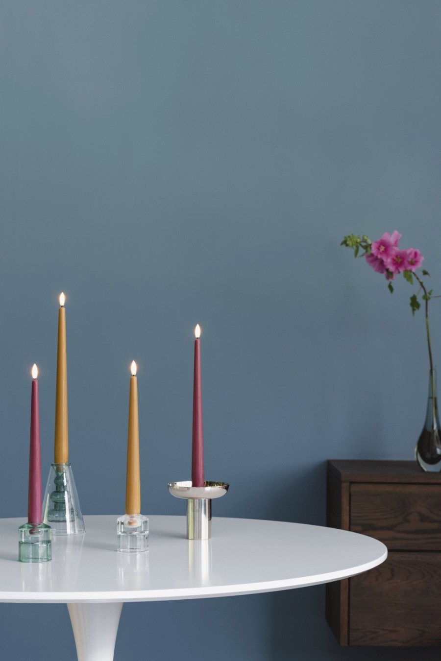 Moods & More Stabkerzen LED 2er Set 2,3xH30 cm, Vintage Rose