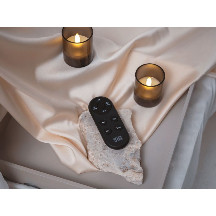 Moods & More Glaslys LED 2 stk. 4,7xH5,7 cm, Hurricane/Charcoal