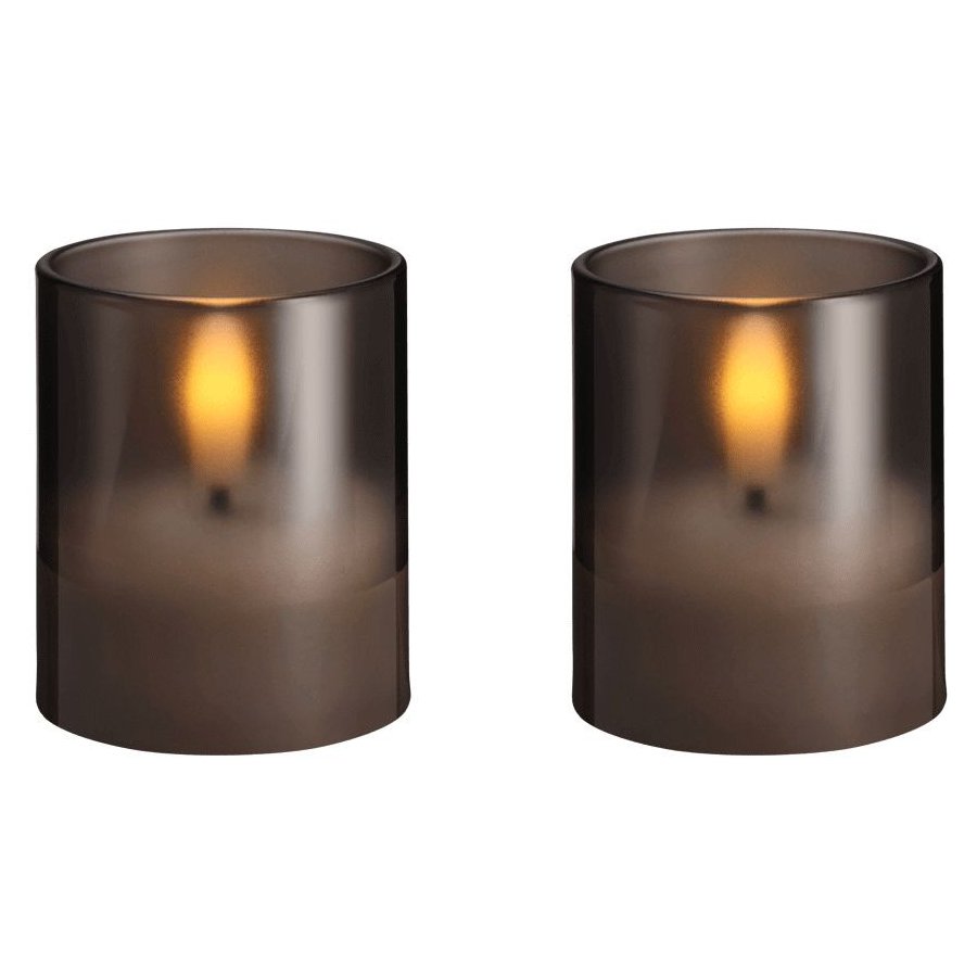 Moods & More Glaslys LED 2 stk. 4,7xH5,7 cm, Hurricane/Charcoal