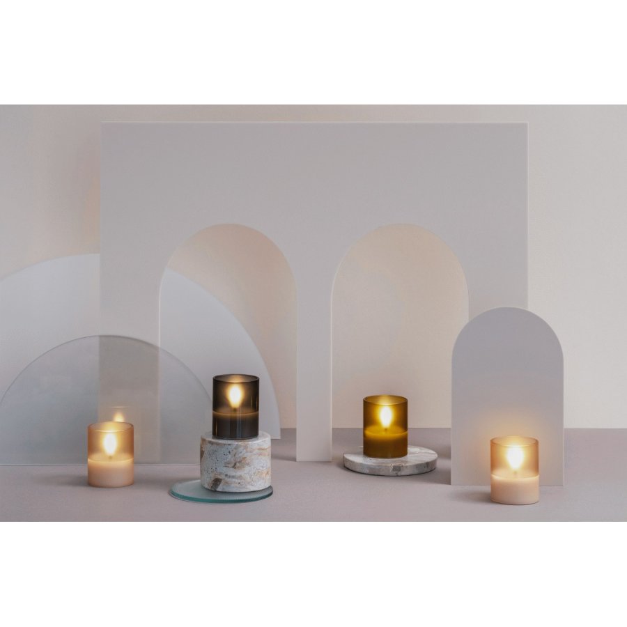 Moods & More Glaslys LED 2 stk. 4,7xH5,7 cm, Hurricane/Champagne