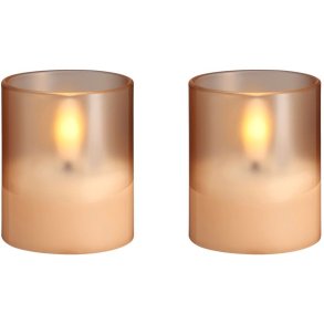 Moods & More Glaslys LED 2 stk. 4,7xH5,7 cm, Hurricane/Champagne