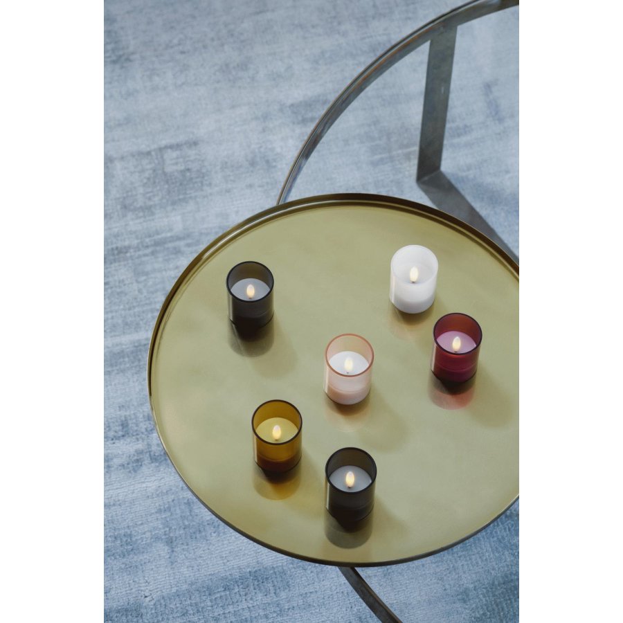 Moods & More Glaslys LED 2 stk. 4,7xH5,7 cm, Hurricane/Honey Mustard