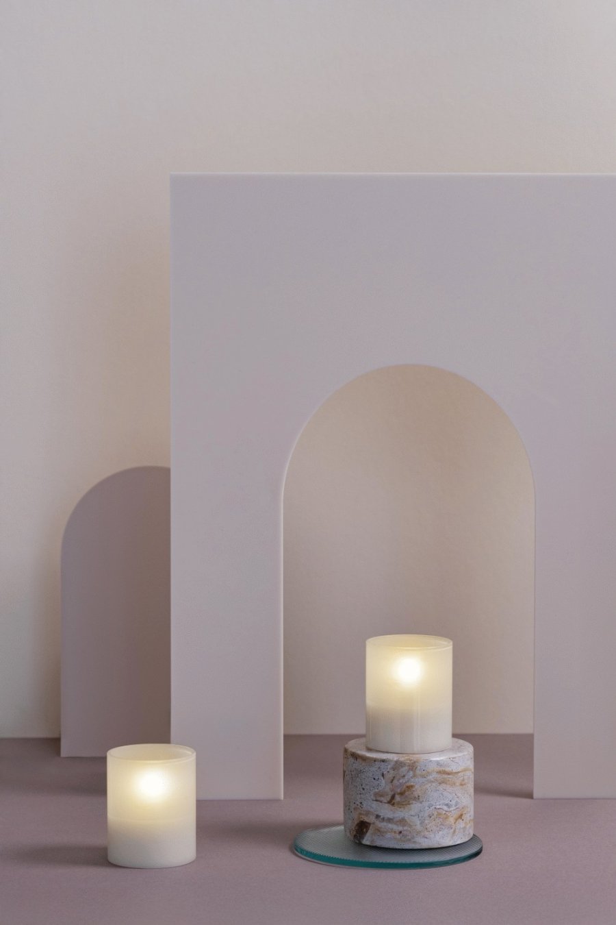 Moods & More Glaslys LED 2 stk. 4,7xH5,7 cm, Hurricane/Vanilla