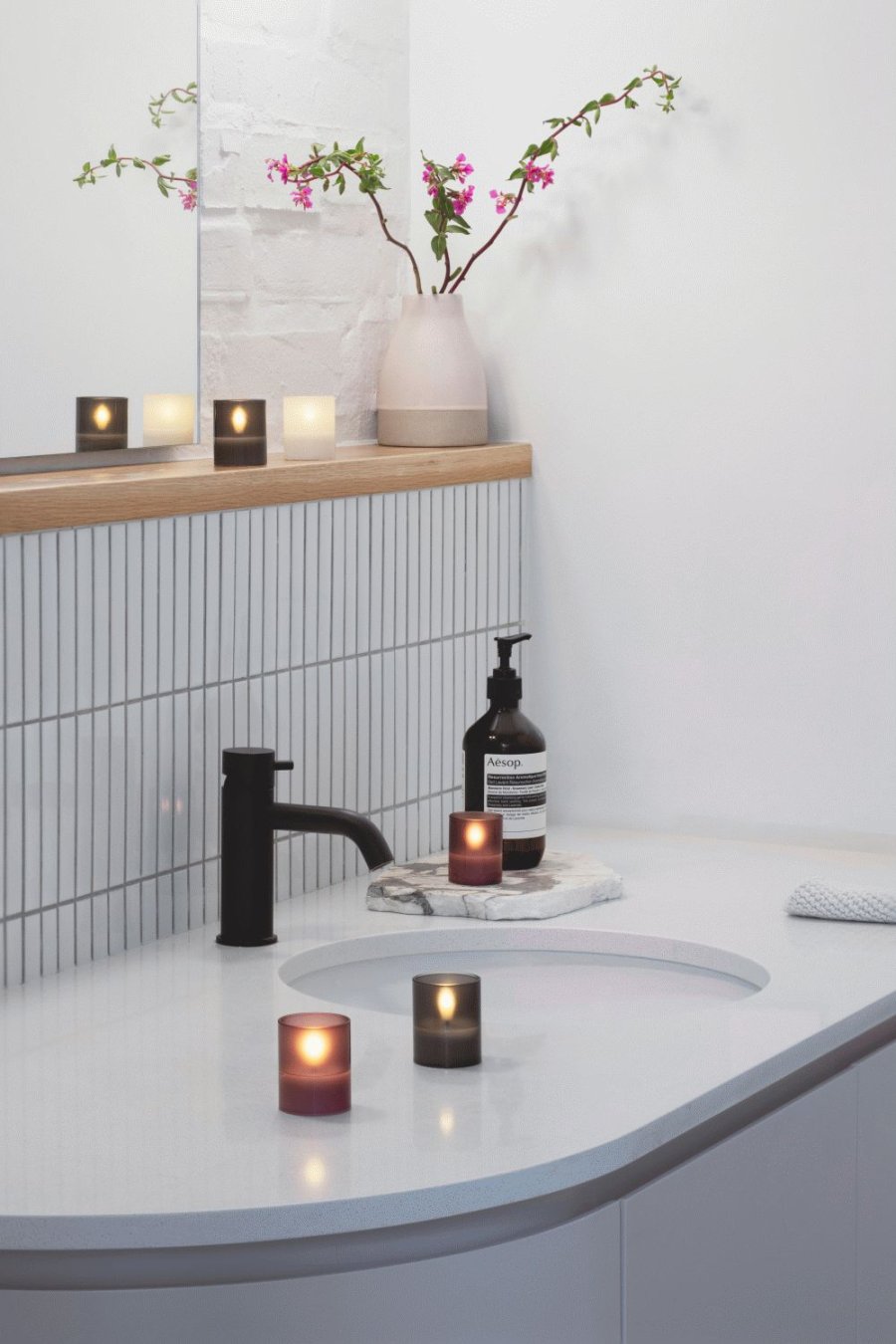 Moods & More Glaslys LED 2 stk. 4,7xH5,7 cm, Hurricane/Vanilla