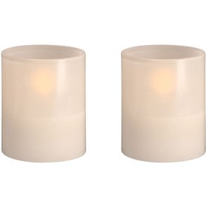 Moods & More Glaslys LED 2 stk. 4,7xH5,7 cm, Hurricane/Vanilla