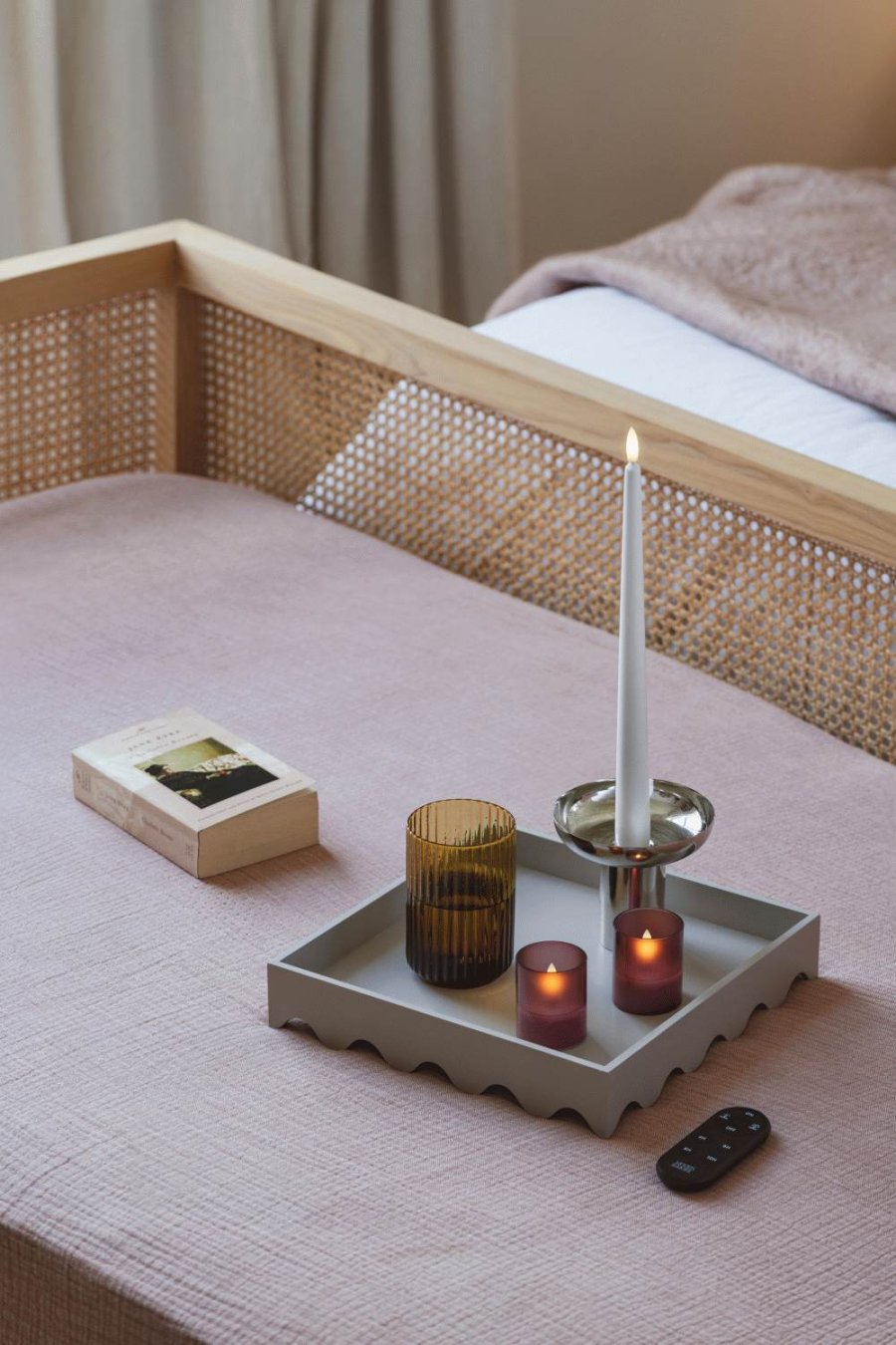 Moods & More Glaslys LED 2 stk. 4,7xH5,7 cm, Hurricane/Vintage Rose