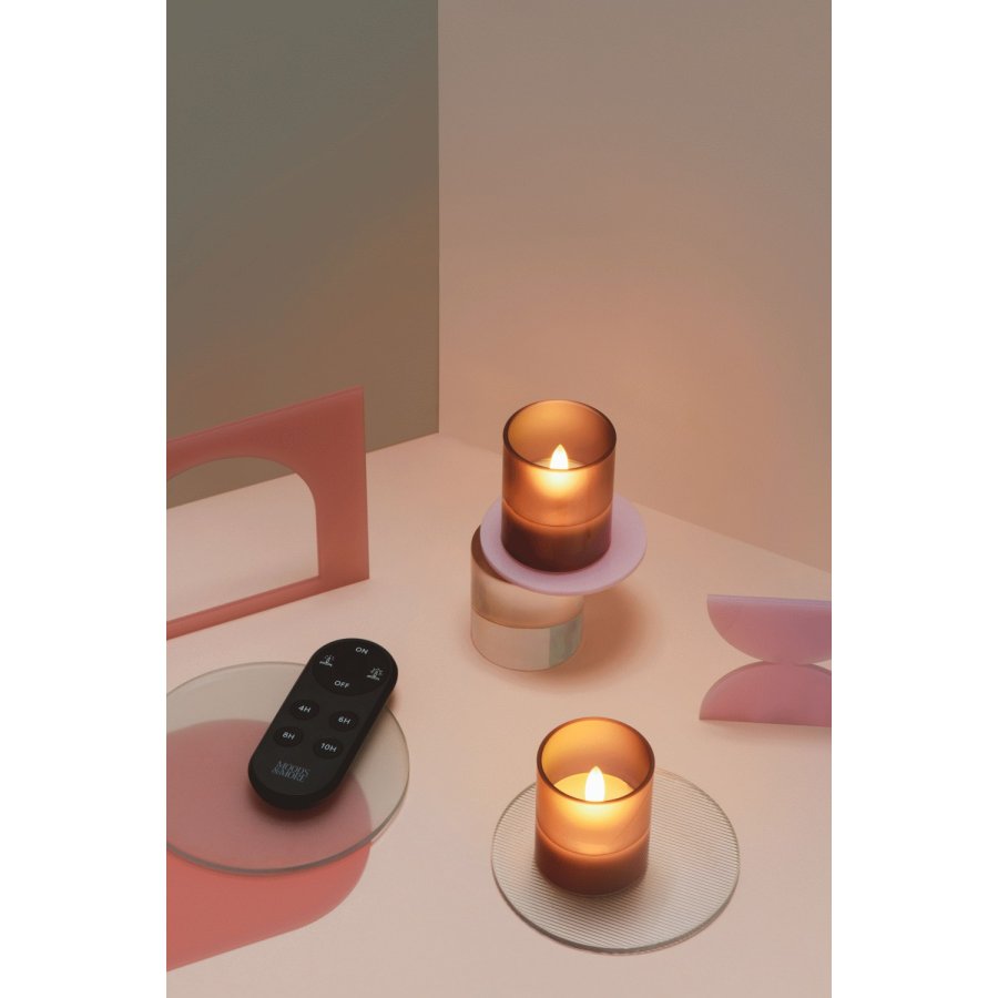 Moods & More Glaslys LED 2 stk. 4,7xH5,7 cm, Hurricane/Vintage Rose