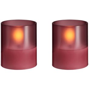 Moods & More Glaslys LED 2 stk. 4,7xH5,7 cm, Hurricane/Vintage Rose